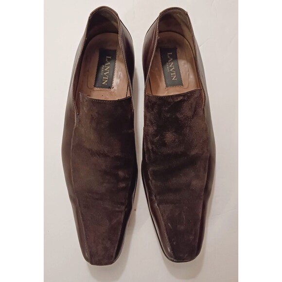 VTG Lanvin Paris Brown Leather Suede Slip On Dress Loafer Sz US 10 - Picture 3 of 9